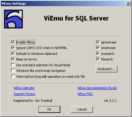 ViEmu options page