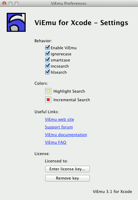 ViEmu options page